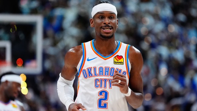 Shai Gilgeous-Alexander on the court for the Oklahoma City Thunder.